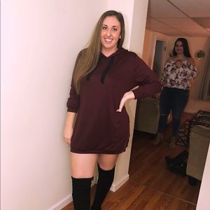 Maroon Sweatshirt Dress
